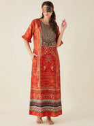 The Kaftan Company Nightdress Ornate Print Nightdress with Ruffle Sleeves and Eye Mask