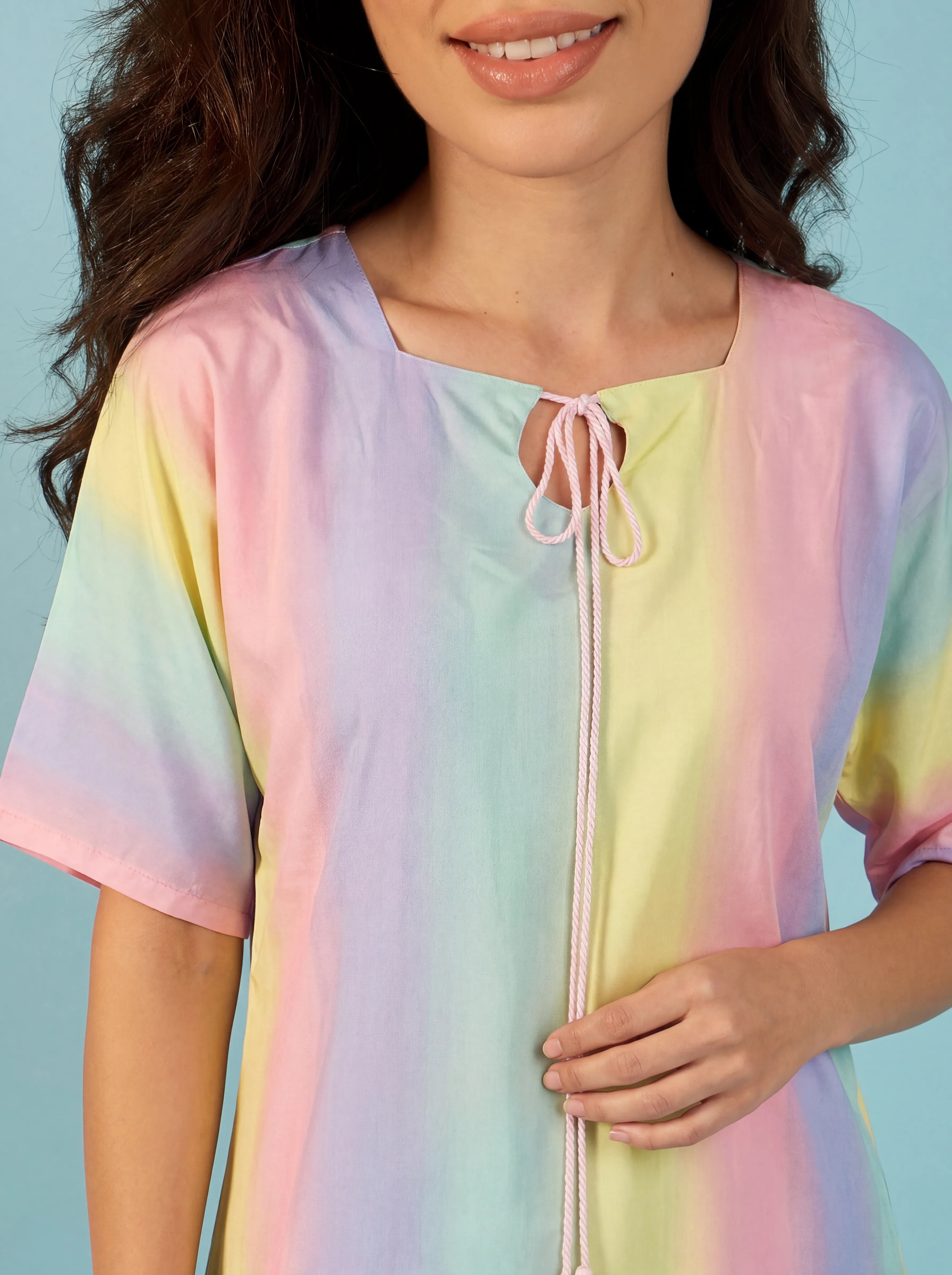 The Kaftan Company Nightdress Pastel Ombre Maxi Nightdress