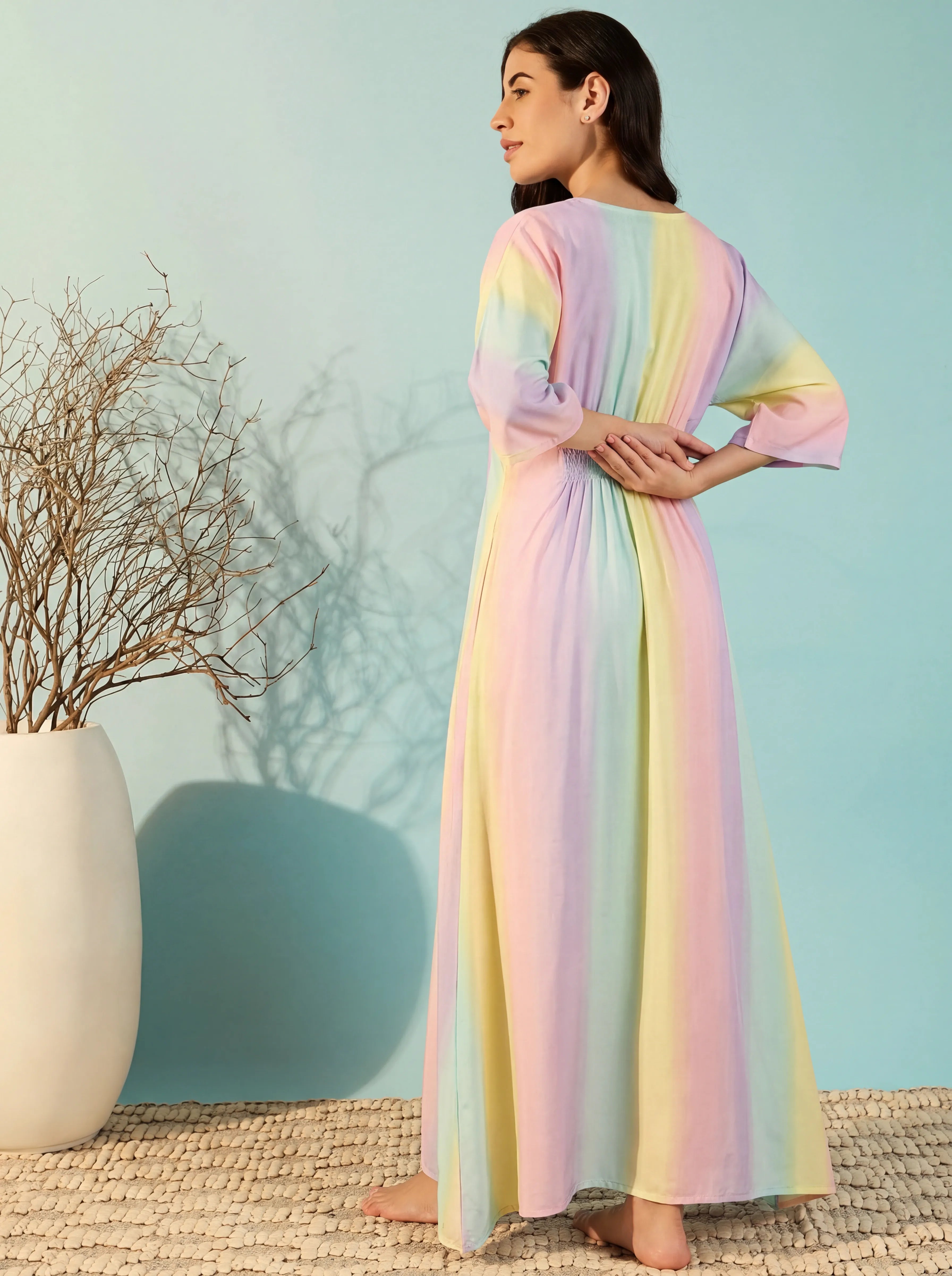 The Kaftan Company Nightdress Pastel Ombre Maxi Nightdress