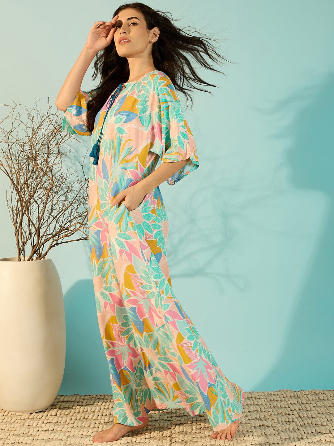The Kaftan Company Nightdress Pastel Paradise Soft Luxury Night Dress For Women