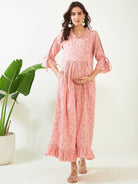 The Kaftan Company Nightdress Peach Butterfly Maternity and Feeding Dress