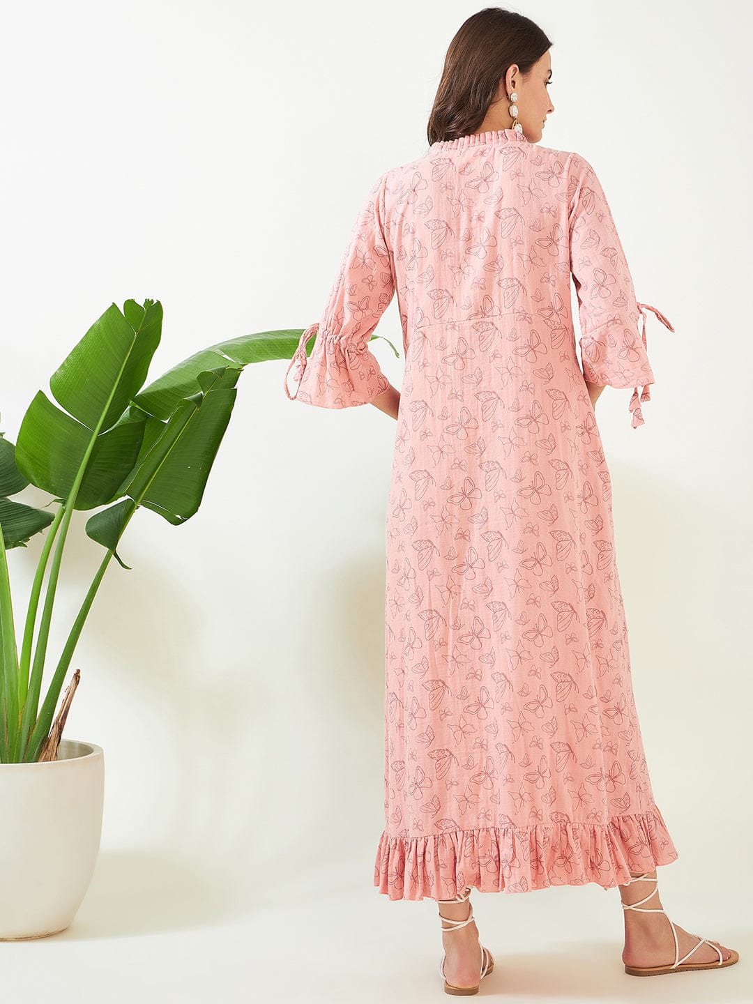 The Kaftan Company Nightdress Peach Butterfly Maternity and Feeding Dress