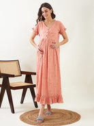 The Kaftan Company Nightdress Peach Cherry Blossom Maternity Nightdress