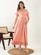 The Kaftan Company Nightdress Peach Cherry Blossom Maternity Nightdress