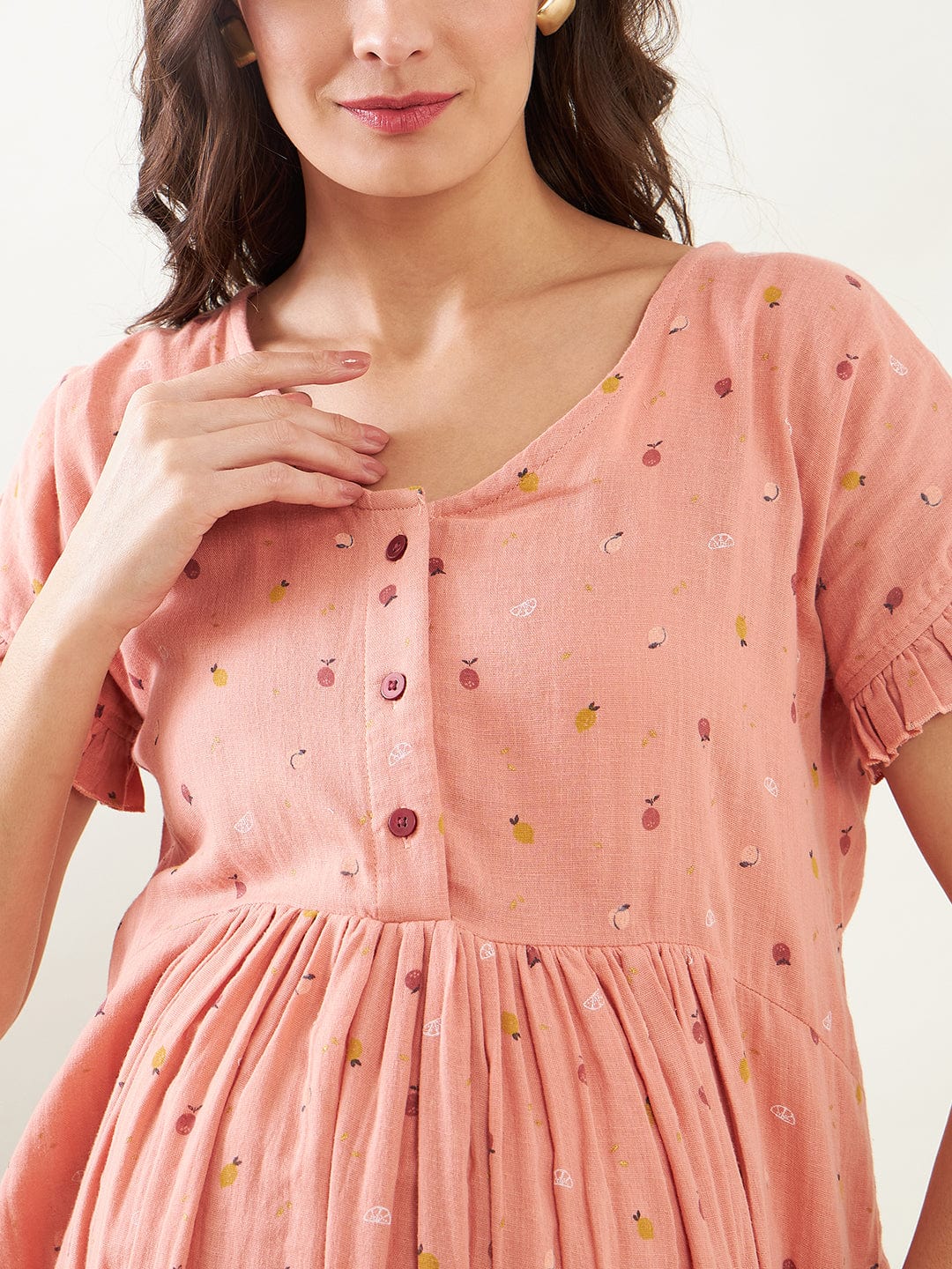 The Kaftan Company Nightdress Peach Cherry Blossom Maternity Nightdress
