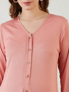 The Kaftan Company Nightdress Peach Ribbed Nightdress with Button-Down Front