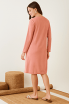 The Kaftan Company Nightdress Peach Ribbed Nightdress with Button-Down Front