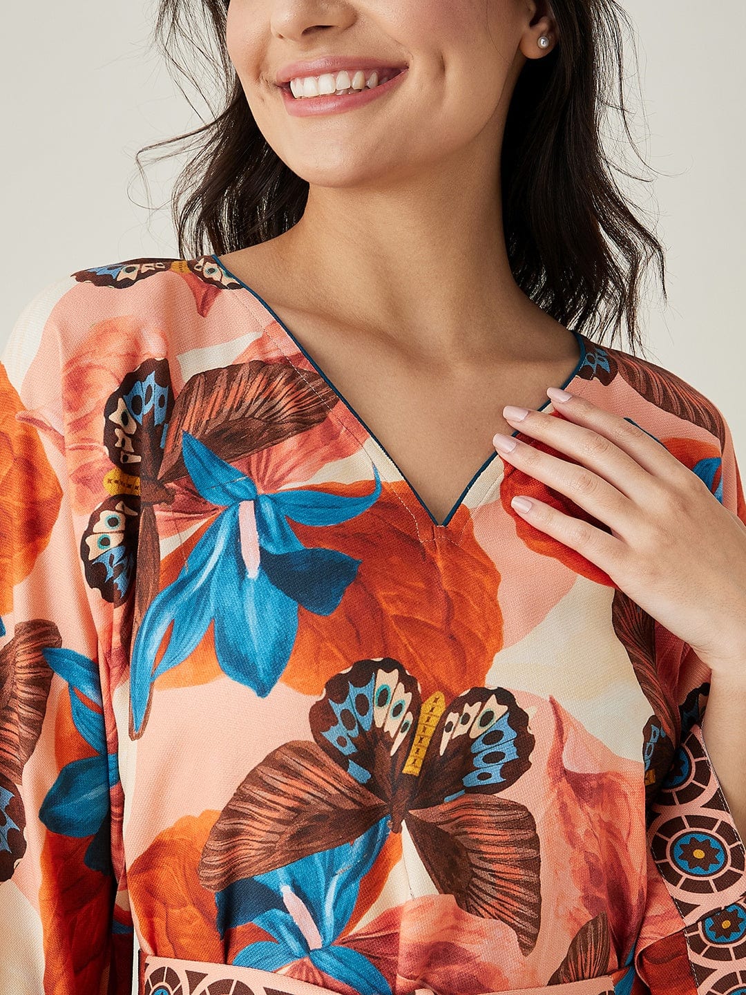 The Kaftan Company Nightdress Pink Butterfly Maxi Loungedress