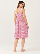 The Kaftan Company Nightdress Pink Chevron Viscose Rayon Sleeveless Nightdress with Lace Straps