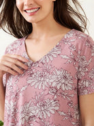 The Kaftan Company Nightdress Pink Floral Sketch Print Viscose Nightdress with Pockets
