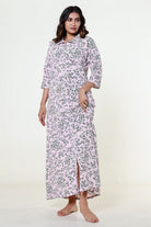 The Kaftan Company Nightdress Pink Floral Textured Stretch Crepe Nightdress