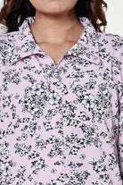 The Kaftan Company Nightdress Pink Floral Textured Stretch Crepe Nightdress