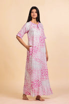 The Kaftan Company Nightdress Pink Leopard Print Viscose Nighty with Ruffled Trim
