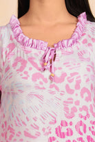 The Kaftan Company Nightdress Pink Leopard Print Viscose Nighty with Ruffled Trim