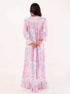 The Kaftan Company Nightdress Pink Marble Printed Viscose Rayon Nightdress