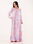 The Kaftan Company Nightdress Pink Marble Printed Viscose Rayon Nightdress