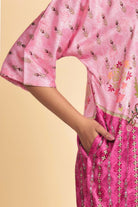 The Kaftan Company Nightdress Pink Ornate Persian-Inspired Print Satin Maxi Nightdress