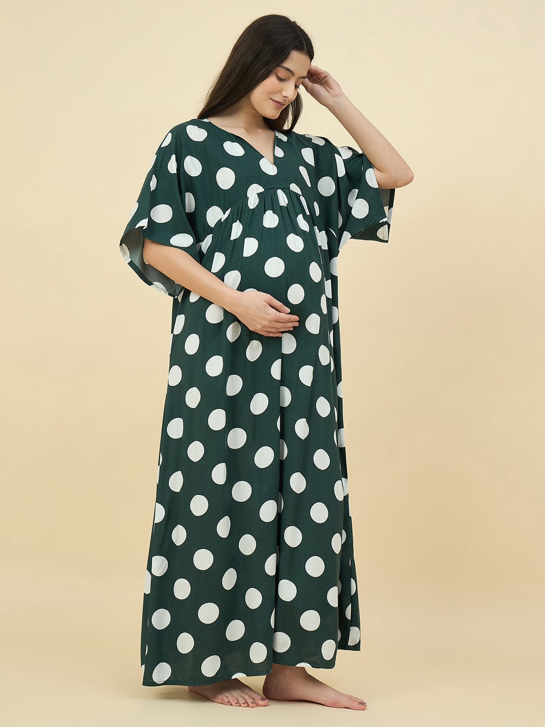 The Kaftan Company Nightdress Polka Dot Modal Maternity Nightdress with Feeding Zippers