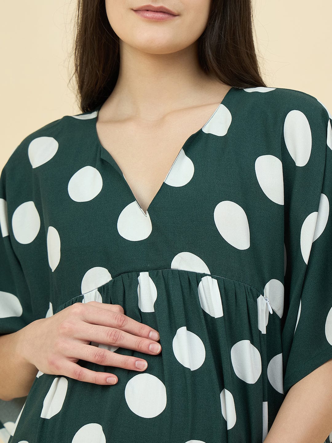 The Kaftan Company Nightdress Polka Dot Modal Maternity Nightdress with Feeding Zippers