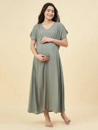 The Kaftan Company Nightdress Polka Dot Modal Maternity Nightdress with Shoulder Feeding Access