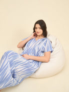 The Kaftan Company Nightdress Purple Ikat Handloom Cotton Nightdress – Relaxed Maxi Fit with Pockets