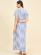 The Kaftan Company Nightdress Purple Ikat Handloom Cotton Nightdress – Relaxed Maxi Fit with Pockets