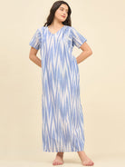The Kaftan Company Nightdress Purple Ikat Handloom Cotton Nightdress – Relaxed Maxi Fit with Pockets