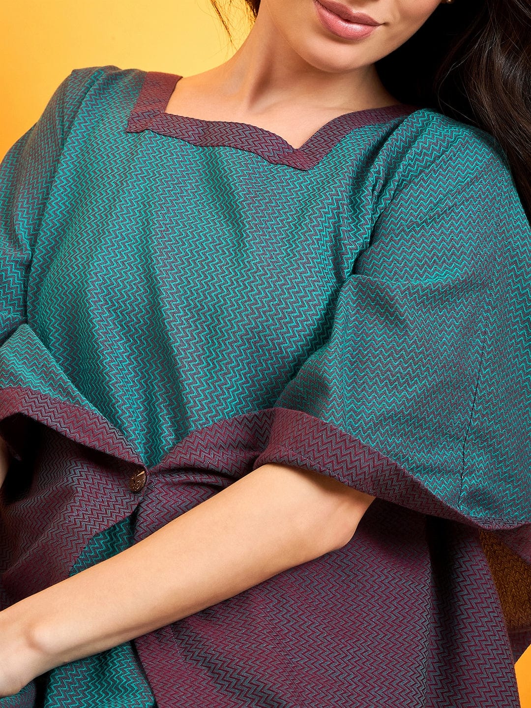 The Kaftan Company Nightdress Purple N Blue Draped kaftan Night Dress