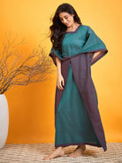 The Kaftan Company Nightdress Purple N Blue Draped kaftan Night Dress