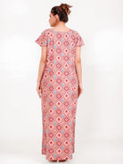 The Kaftan Company Nightdress Rose Ikat Printed Viscose Rayon Nightdress