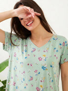 The Kaftan Company Nightdress Sage Green Multicolour Floral Print Maxi Nightdress