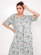 The Kaftan Company Nightdress Sage Print Viscose Rayon Nightdress