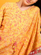 The Kaftan Company Nightdress Scattered Strokes Yellow N Pink Lounge Dress