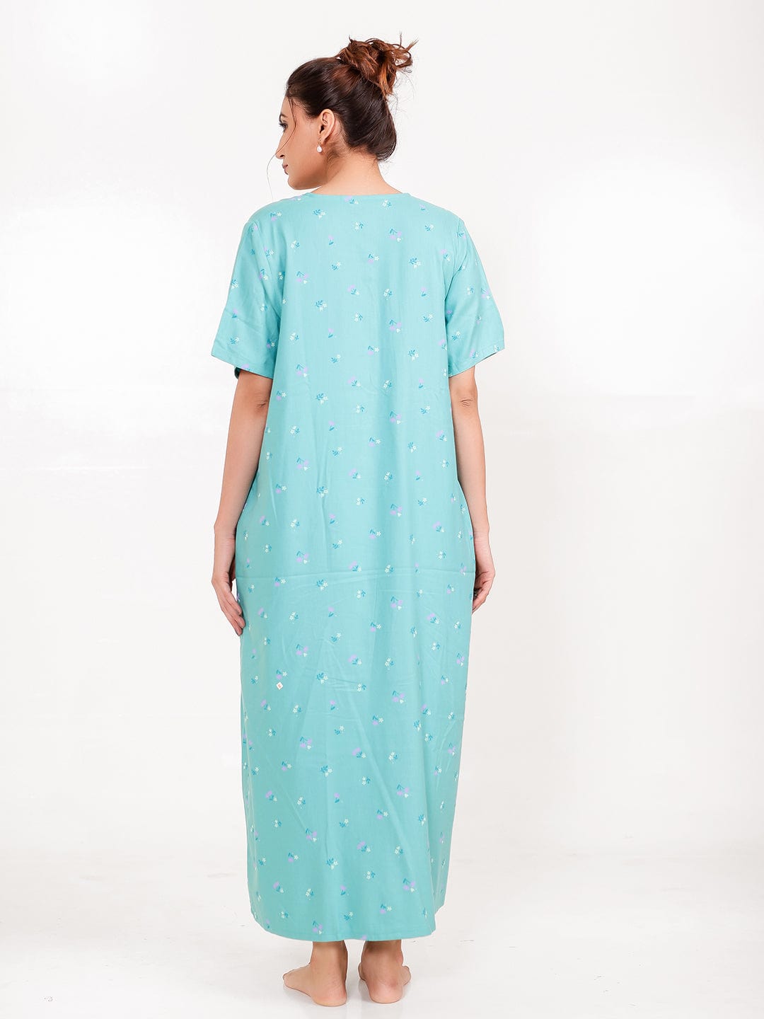 The Kaftan Company Nightdress Sky Blue Viscose Rayon Nightdress with Pockets