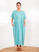 The Kaftan Company Nightdress Sky Blue Viscose Rayon Nightdress with Pockets