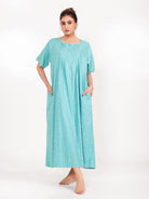 The Kaftan Company Nightdress Sky Blue Viscose Rayon Nightdress with Pockets