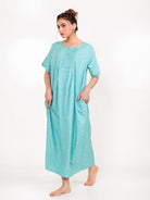 The Kaftan Company Nightdress Sky Blue Viscose Rayon Nightdress with Pockets