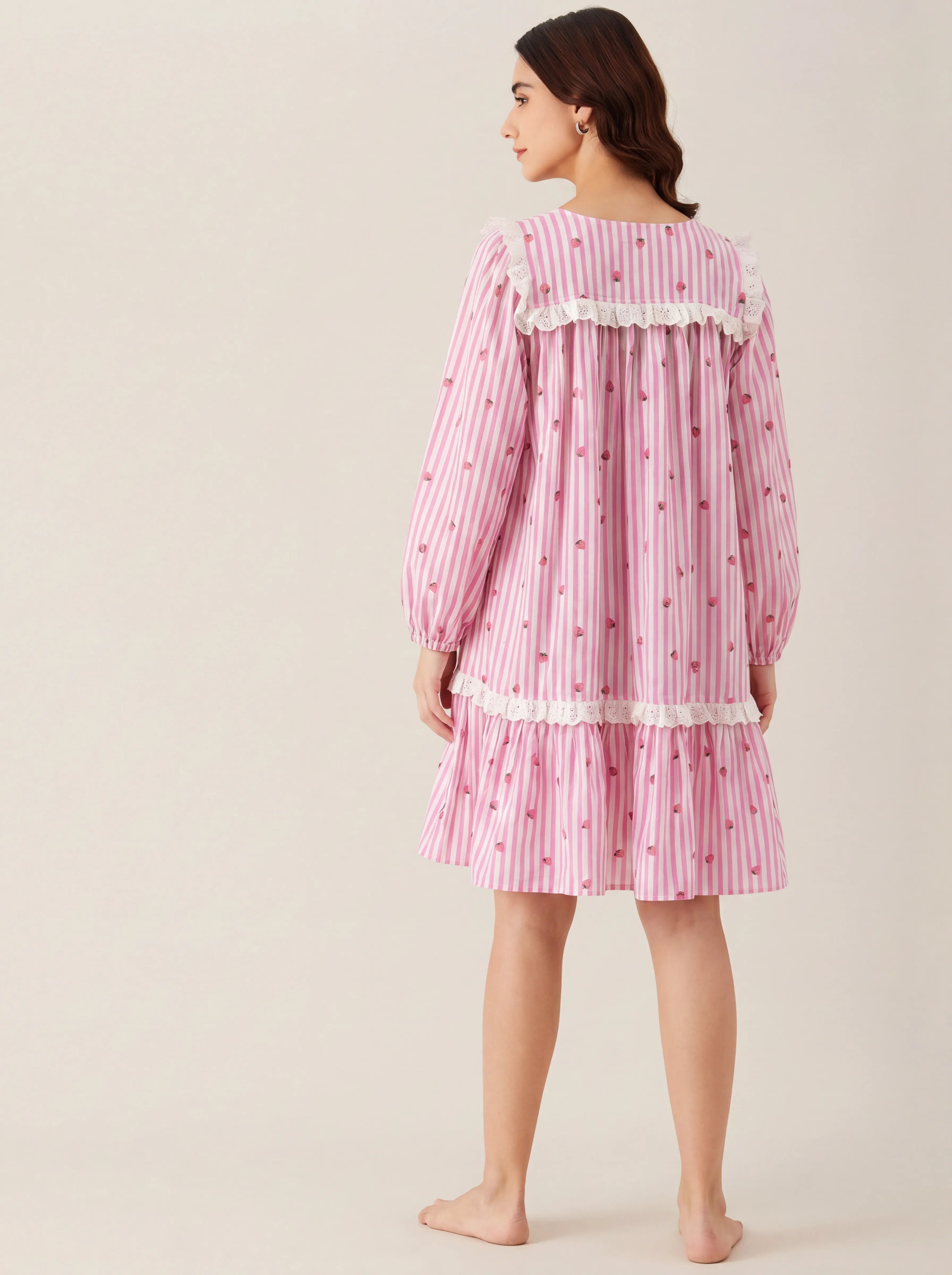 The Kaftan Company Nightdress Strawberry Stripe Short Nightdress