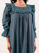 The Kaftan Company Nightdress Teal Chevron Printed Cotton Nightdress