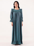 The Kaftan Company Nightdress Teal Chevron Printed Cotton Nightdress