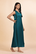 The Kaftan Company Nightdress Teal Satin V-Neck Nightdress