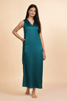 The Kaftan Company Nightdress Teal Satin V-Neck Nightdress