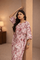 The Kaftan Company Nightdress Tribal Print Maxi Nightdress with Lace Detail
