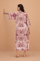 The Kaftan Company Nightdress Tribal Print Maxi Nightdress with Lace Detail