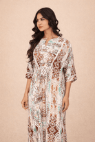 The Kaftan Company Nightdress Tribal Print Maxi Nightdress with Lace Detail