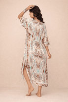 The Kaftan Company Nightdress Tribal Print Maxi Nightdress with Lace Detail