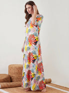 The Kaftan Company Nightdress Tropical Leaf Print Maxi Nightdress