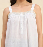 The Kaftan Company Nightdress White Cotton Strappy Nightdress with Lace Trim and Ruffle Hem