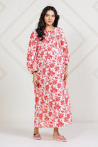 The Kaftan Company Nightdress White Floral Cotton Dobby Maternity Dress with Nursing Placket