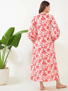 The Kaftan Company Nightdress White Floral Cotton Dobby Maternity Dress with Nursing Placket